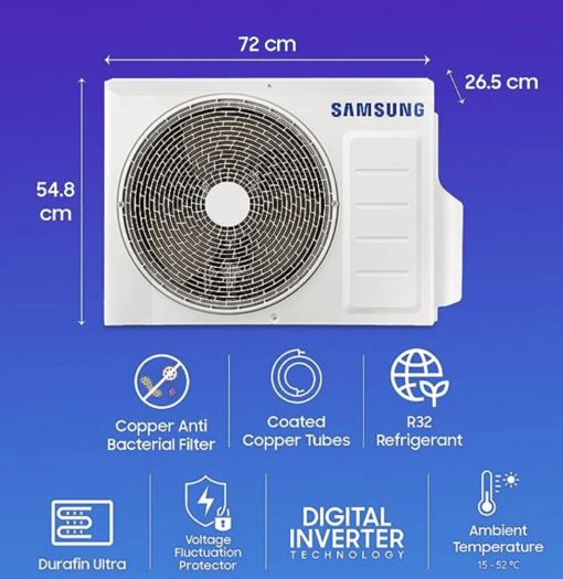 Samsung 1.5 Ton 3 Star Wind-Free Technology Inverter Split AC (Copper, Convertible 5-in-1 Cooling Mode, Anti-bacterial Filter, 2023 Model AR18CYLAMWK White) - Image 3